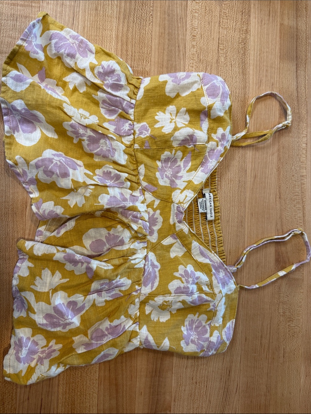 Floral Yellow & Lavender cropped tank